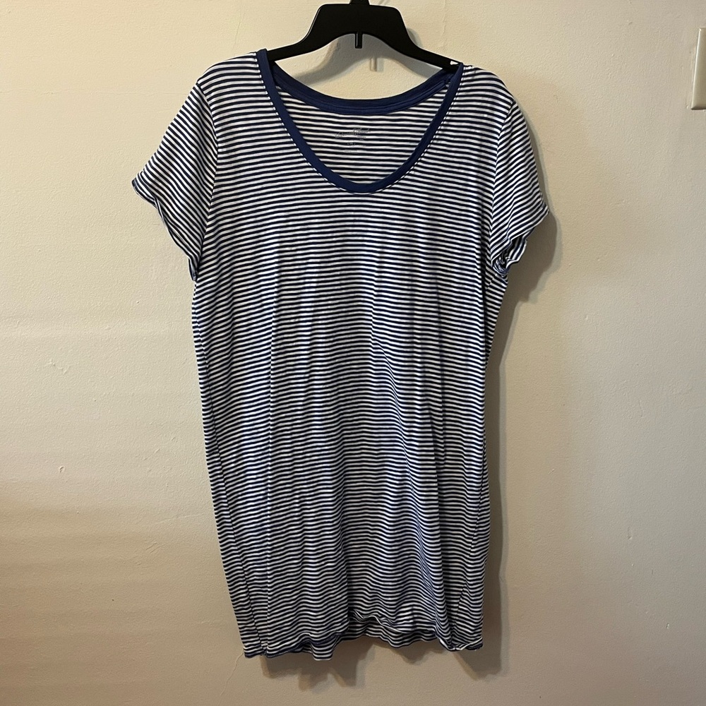 Blue and White Strip T-Shirt Dress